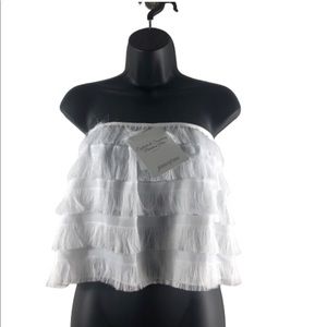 Fashion form large eyelash bandeau layer top white babydoll coquette